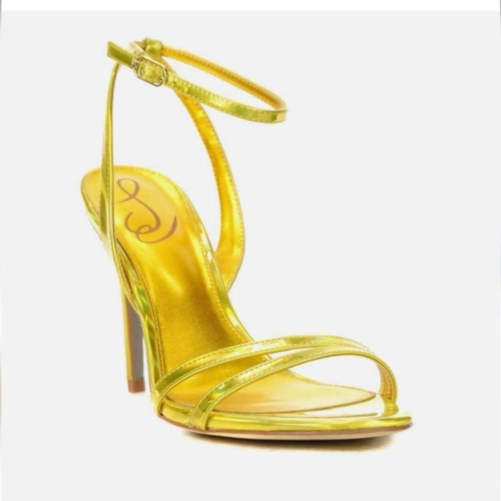 Sam Edelman Gemmie Mimosa Gold Metallic Ankle Strap Sandals heels Size 7 - Picture 3 of 15